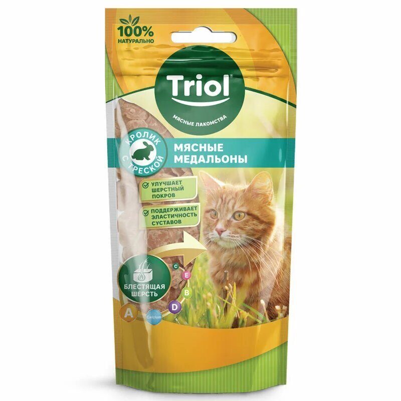 Triol Мини-медальоны из кролика с треской для кошек, 40г