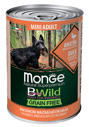 Monge BWild GF (Утка, Тыква, Кабачки) - Для взрослых собак Маленьких пород, 400г